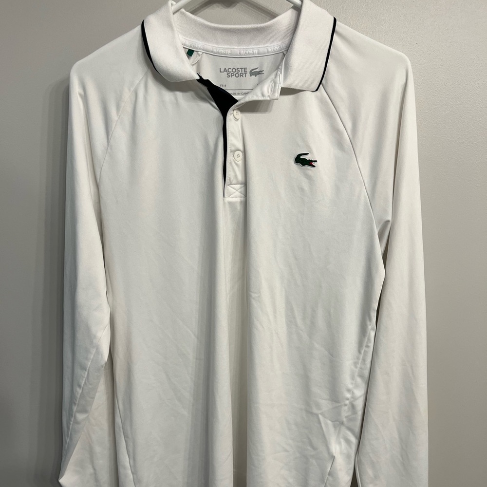 Lacoste long sleeve polo men medium Fr 4 tennis gold preppy